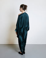 Silk Draped Pants - Bottle Green