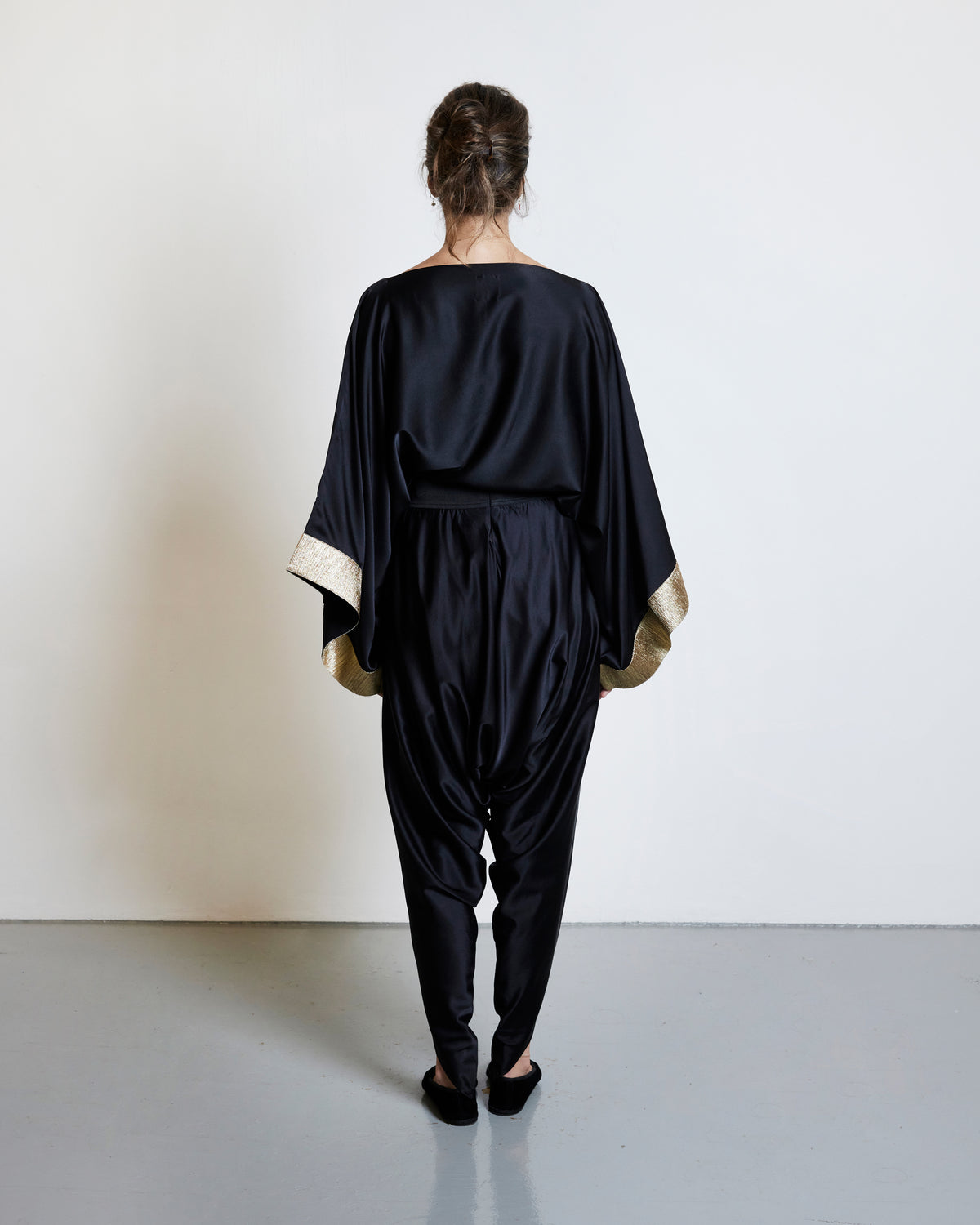 Silk Draped Pants - Black