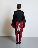 Silk Kimono Blouse - Black/Red