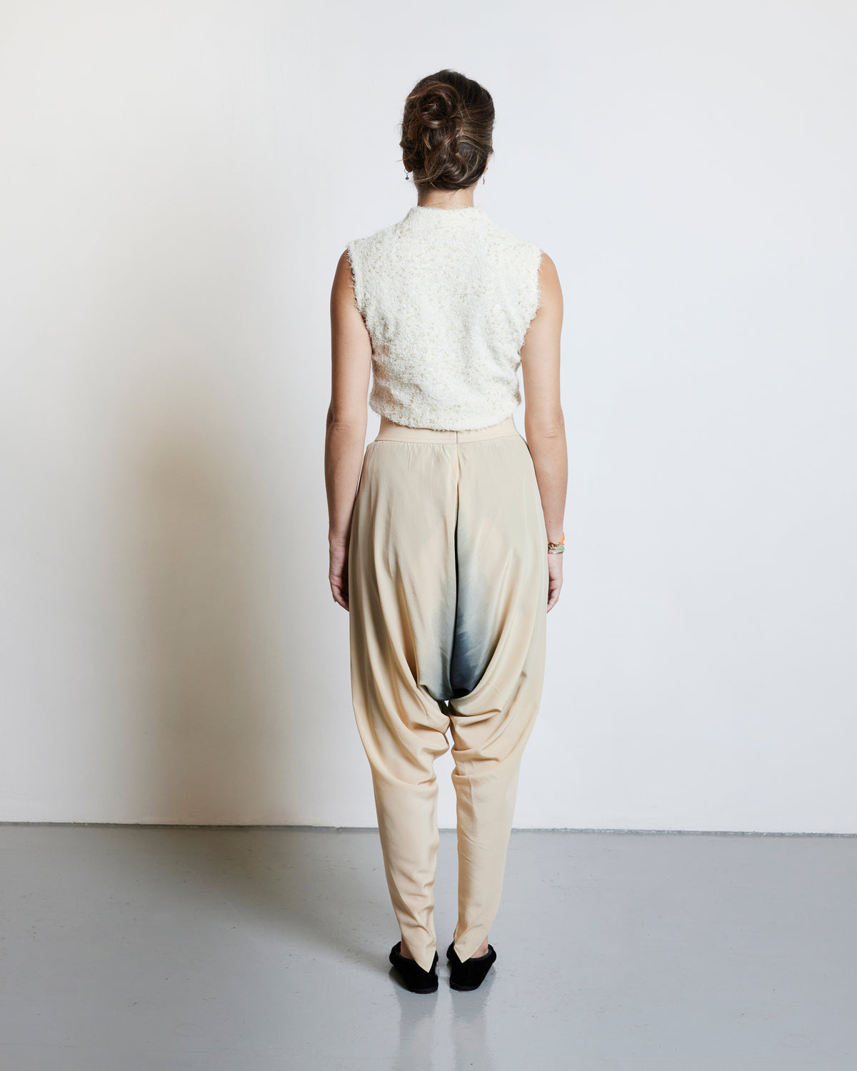Ombre Silk Draped Pants - Beige