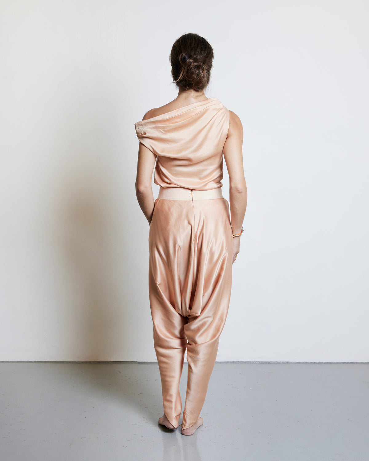 Silk Draped Pants - Nude