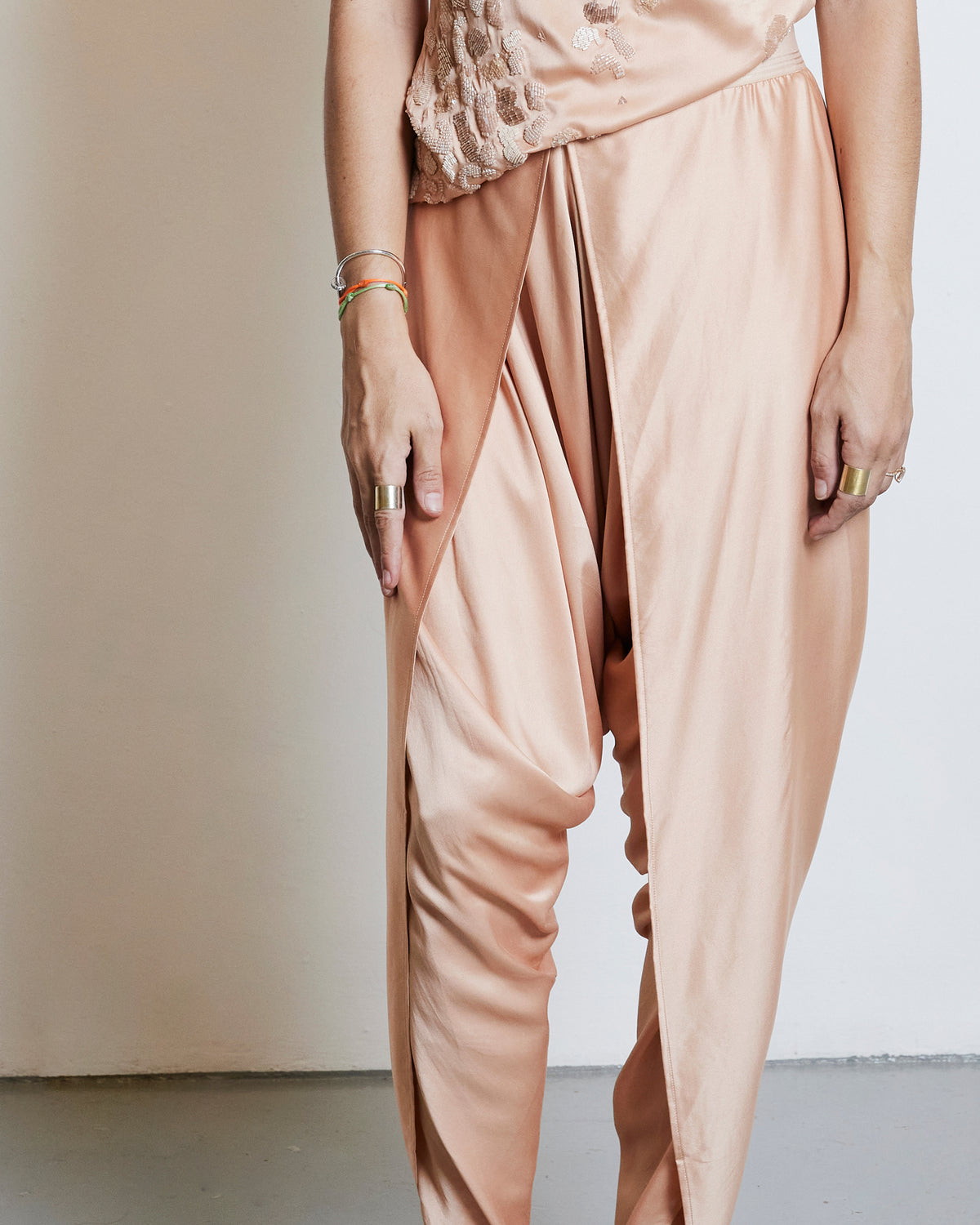 Silk Draped Pants - Black