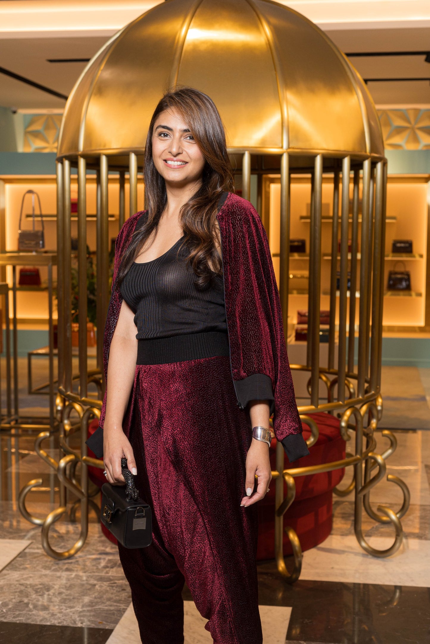 Velvet co-ord sculptural pants and jacket