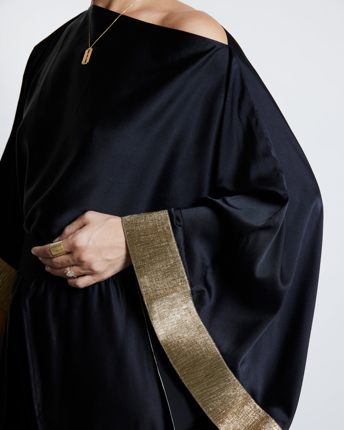 Silk Kimono Blouse - Black/Red