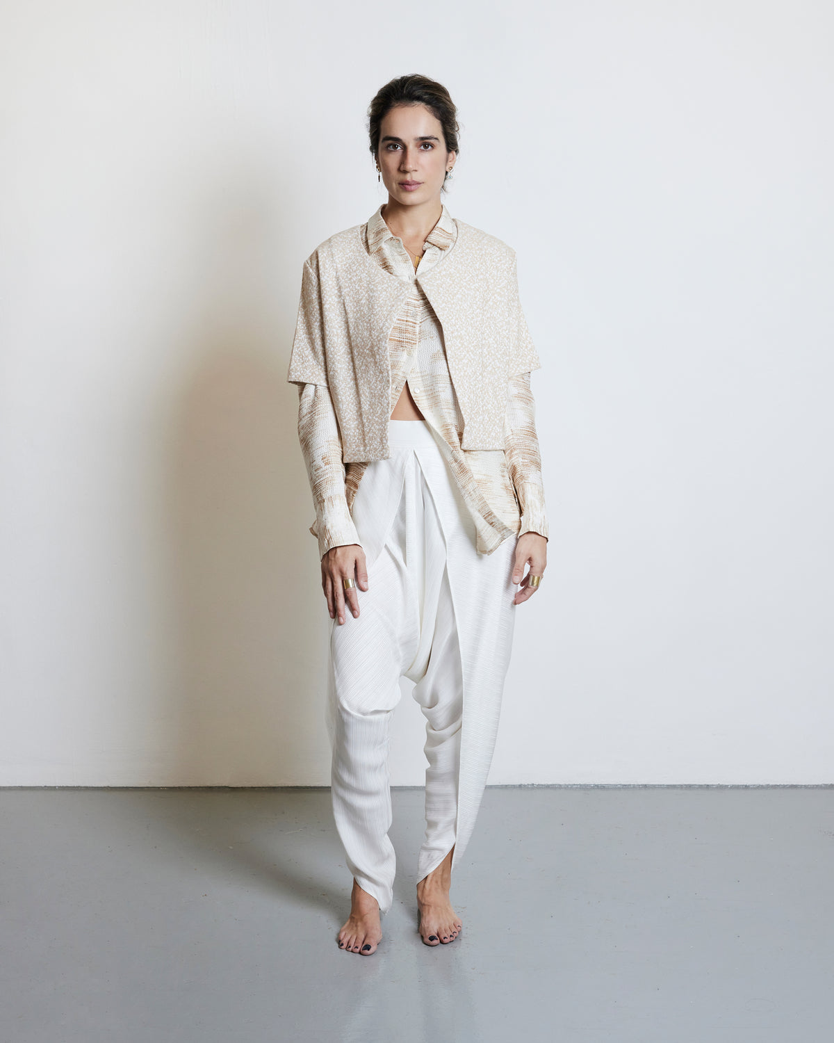 Silk Draped Pants - White