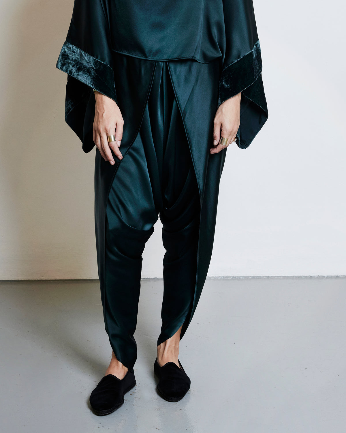 Silk Draped Pants - Nude
