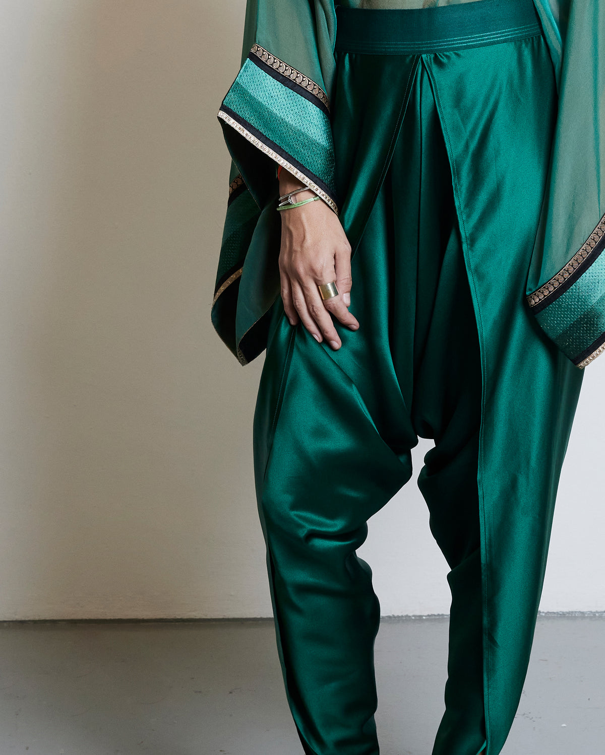Silk Draped Pants - Nude